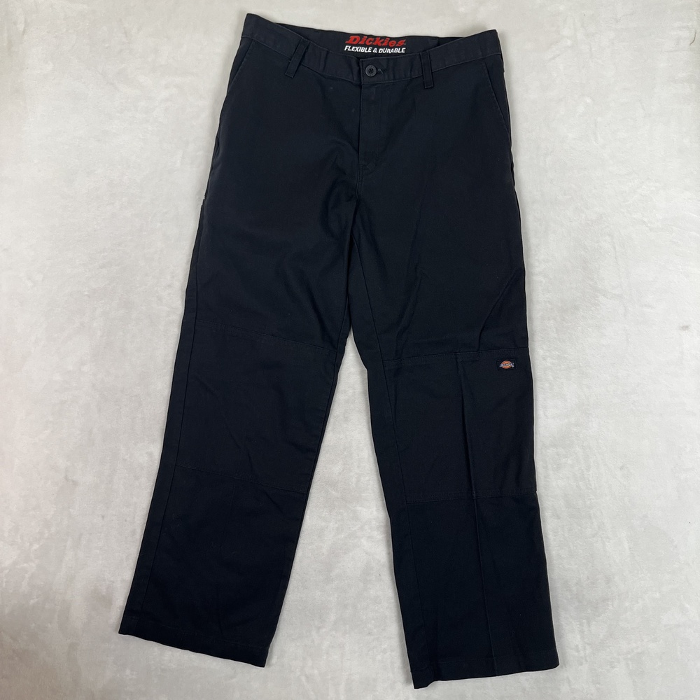Dickies Double Knee Work Pants Mens 32x30 Black Chino Straight Flexible Workwear